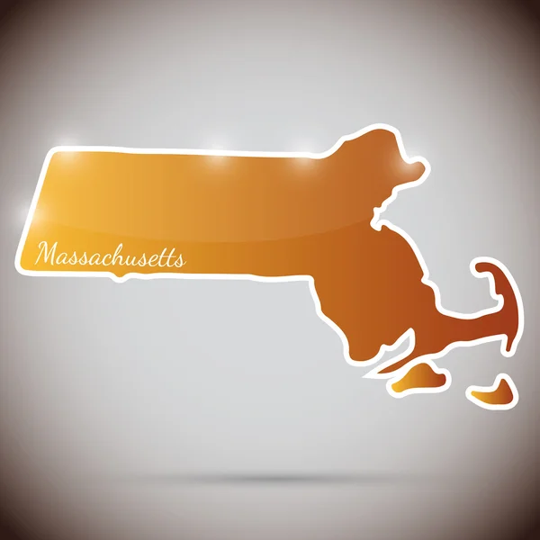 Adesivo vintage em forma de estado de Massachusetts, EUA — Vetor de Stock