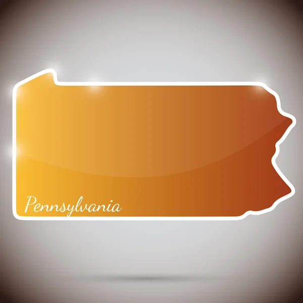 Vintage sticker in form of Pennsylvania state, USA — Stock Vector