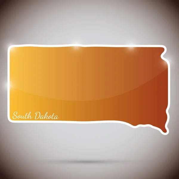 Pegatina vintage en forma de estado de Dakota del Sur, EE.UU. — Vector de stock