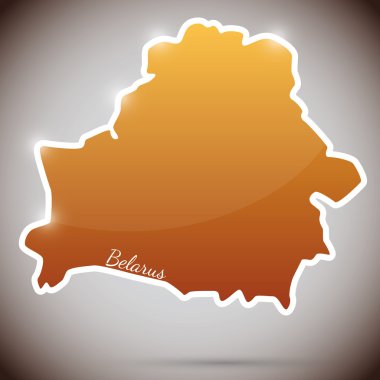 Vintage sticker in form of Belarus clipart