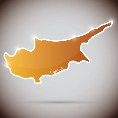 Kıbrıs şeklinde Vintage sticker