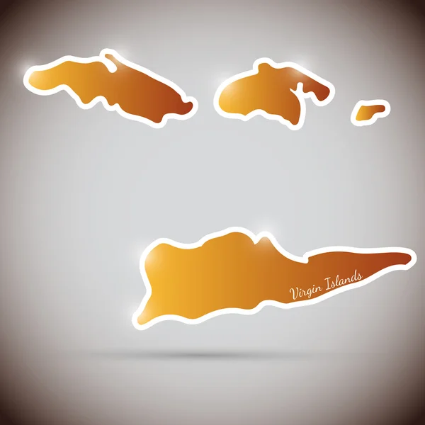 バージン諸島の形でビンテージ ステッカー — ストックベクタ
