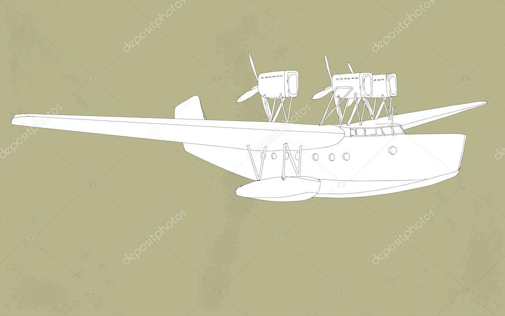 Vintage styled illustration of a seaplane