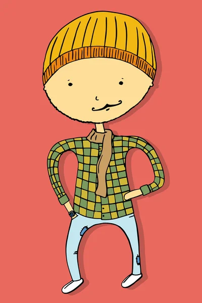 Hipster character illustration — Stock Vector
