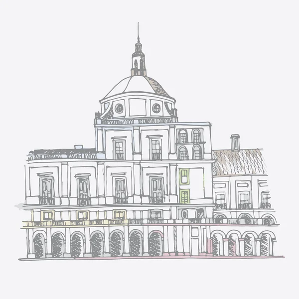 Schizzo urbano del Palazzo Reale di Aranjuez — Vettoriale Stock