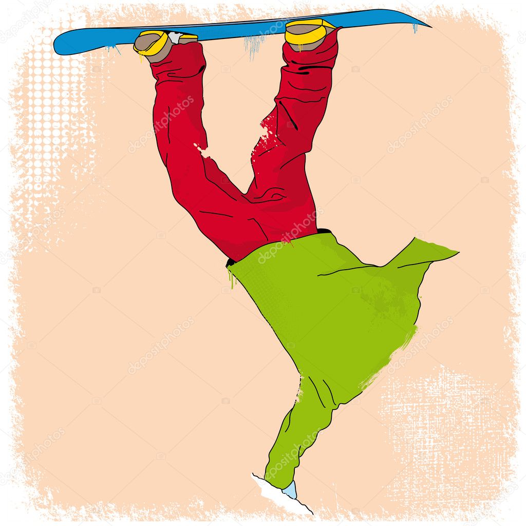 Grunge styled snowboarder illustration