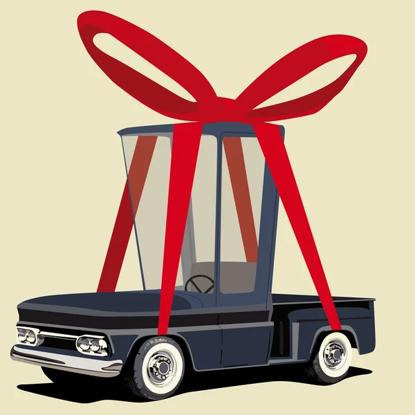 Grappige cartoon pick-up truck sjaal als een geschenk — Stockvector