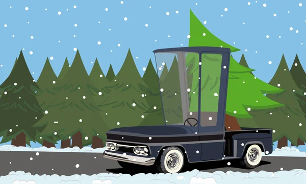 Camioneta de dibujos animados en el bosque — Vector de stock