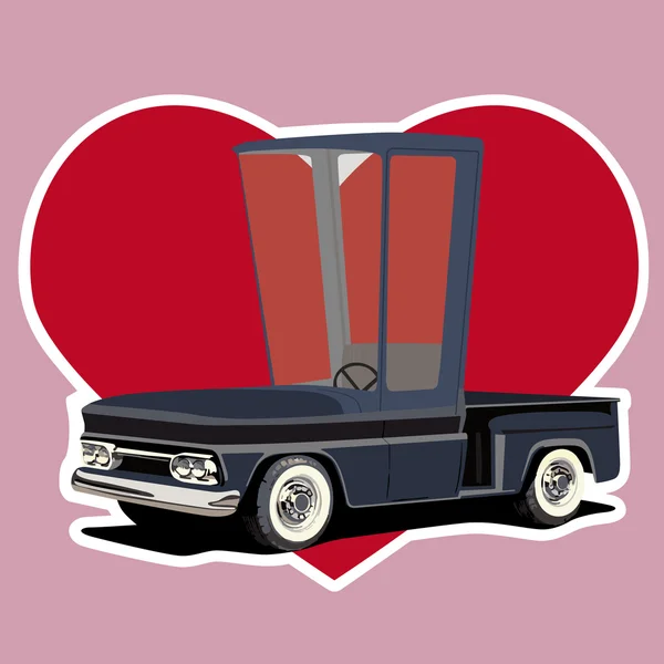 Çizgi film araba ile Sevgililer günü kartı — Stok Vektör