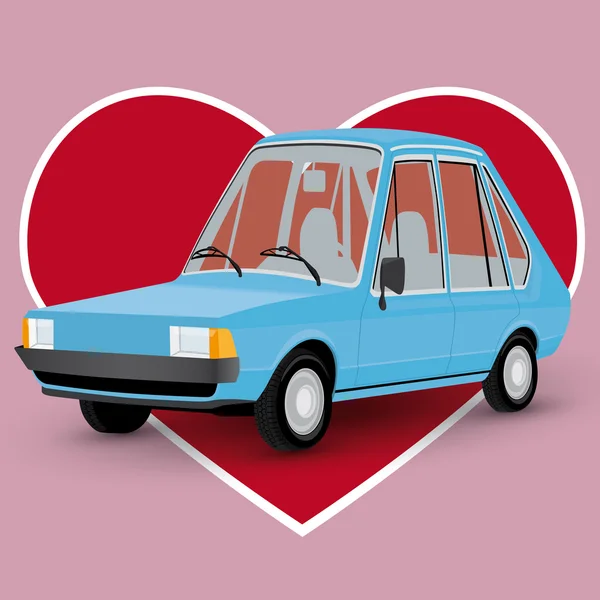 Valentinstag-Karte mit Cartoon-Auto — Stockvektor