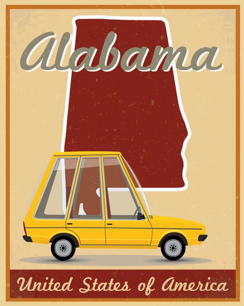 Alabama estrada viagem cartaz do vintage — Vetor de Stock