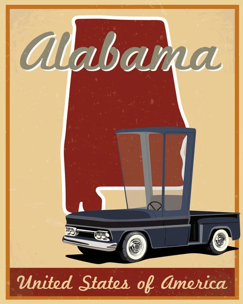 Alabama drogi wyjazd rocznika plakat — Wektor stockowy