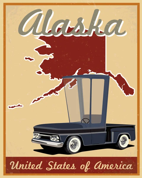 阿拉斯加公路旅行老式的海报 — 图库矢量图片