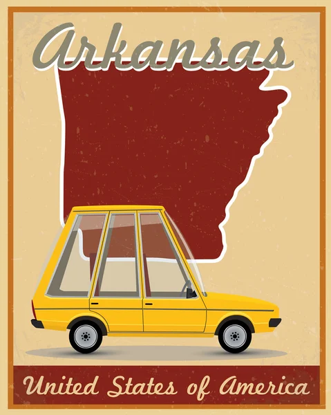 Arkansas road trip vintage poster — Stock Vector