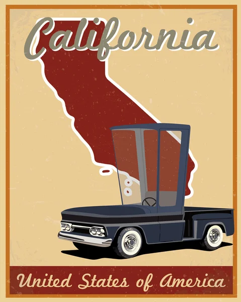 Kalifornien Roadtrip Vintage Poster — Stockvektor