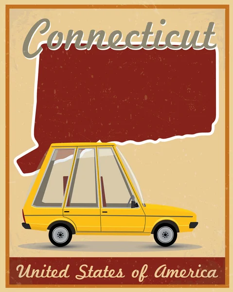 Connecticut road trip vintage poster — Stock Vector