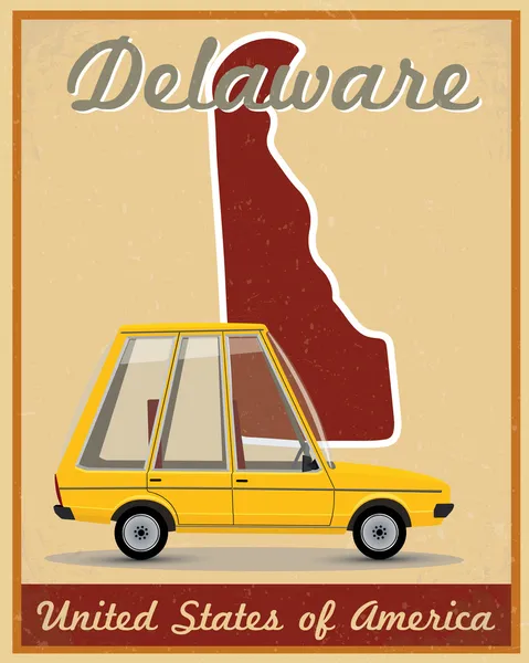 Cartel vintage de viaje por carretera Delaware — Archivo Imágenes Vectoriales