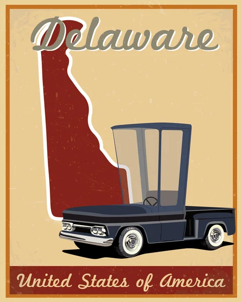 Delaware estrada viagem cartaz do vintage — Vetor de Stock