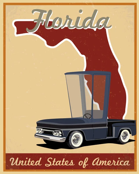 Florida estrada viagem cartaz do vintage — Vetor de Stock