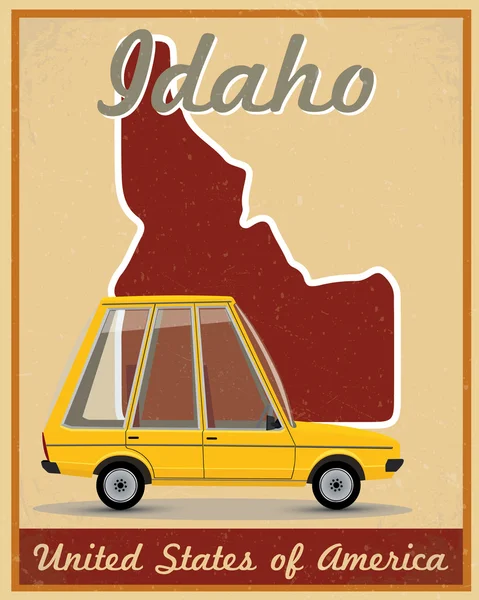 Idaho estrada viagem cartaz do vintage — Vetor de Stock
