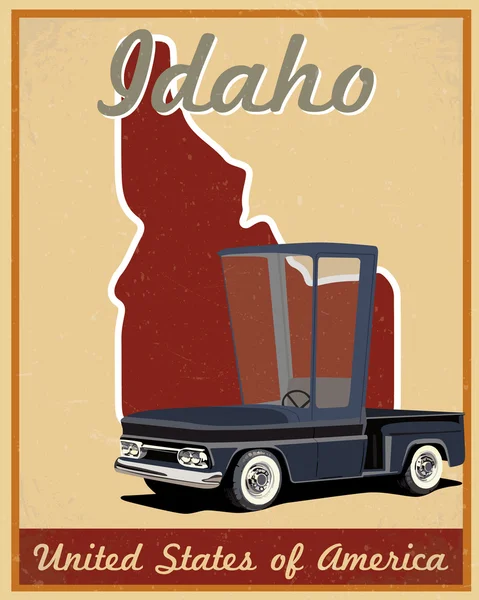 Idaho estrada viagem cartaz do vintage — Vetor de Stock