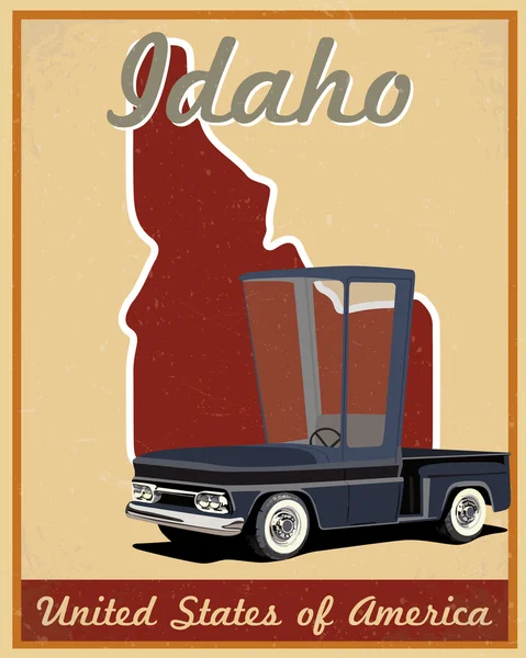 Idaho road trip vintage poster — Stock Vector