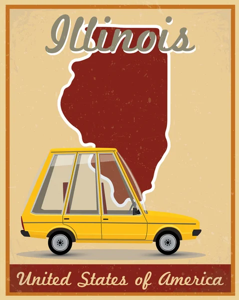 Illinois road trip affiche vintage — Image vectorielle