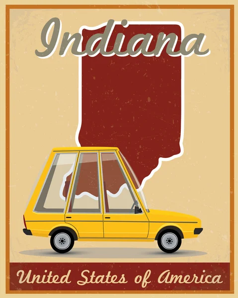 Indiana estrada viagem poster do vintage — Vetor de Stock