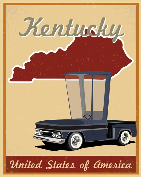 Cartel vintage viaje por carretera Kentucky — Archivo Imágenes Vectoriales