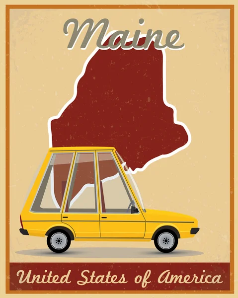 Maine road trip vintage poster — Stock Vector