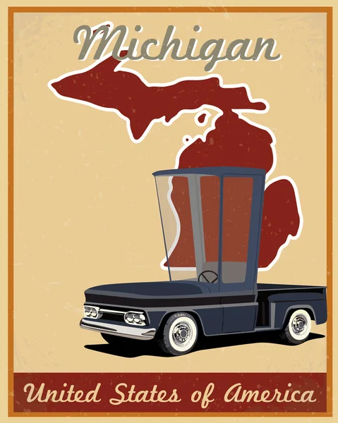 Michigan estrada viagem vintage cartaz — Vetor de Stock