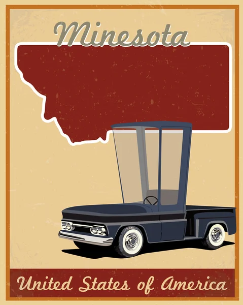 Minesota estrada viagem cartaz do vintage — Vetor de Stock