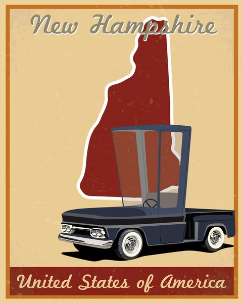 New Hampshire estrada viagem cartaz do vintage — Vetor de Stock