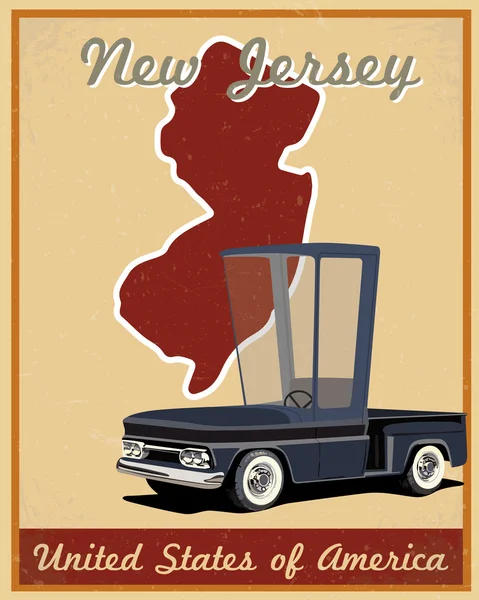 New Jersey estrada viagem cartaz do vintage — Vetor de Stock