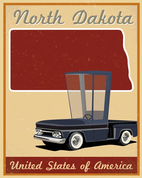 North Dakota road trip poster vintage — Vettoriale Stock