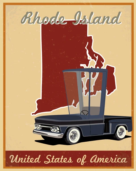 Rhode Island viagem de carro cartaz do vintage — Vetor de Stock