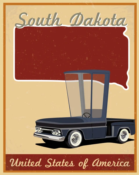 Dakota du Sud road trip affiche vintage — Image vectorielle