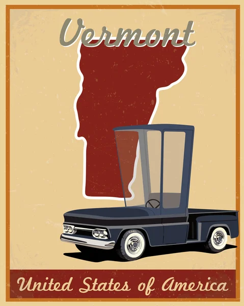 Vermont estrada viagem cartaz do vintage — Vetor de Stock