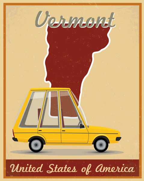 Vermont viaje por carretera cartel vintage — Archivo Imágenes Vectoriales