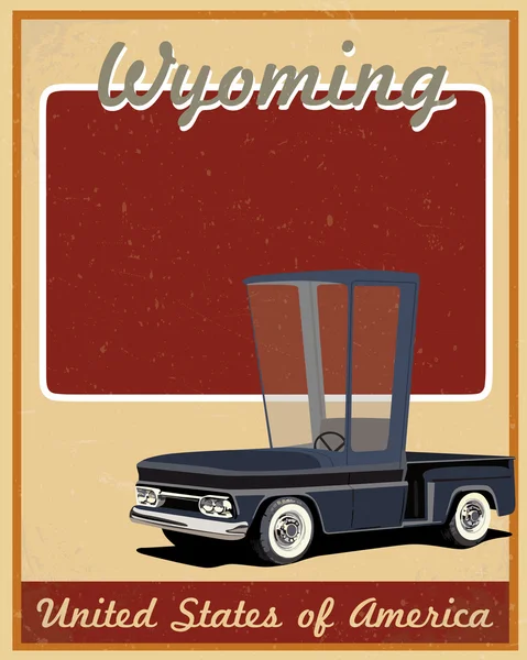 Wyoming road trip vintage poster — Stock Vector