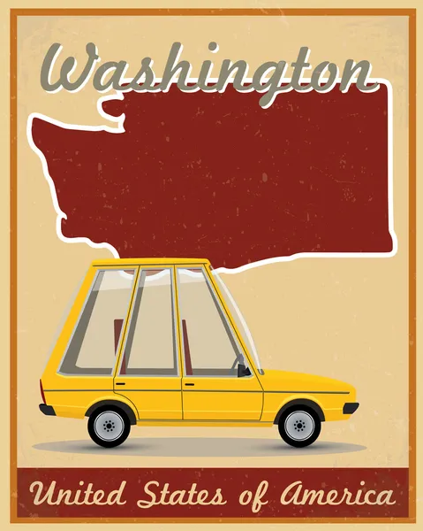 Washington road trip cartel vintage — Vector de stock