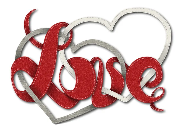 Valentines day card - Leather letters — Stock Photo, Image