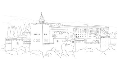 Urban sketch of Alhambra in Granada, Spain clipart