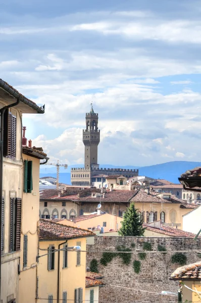 Uitzicht op de palazzo vecchio en skyline van florence, Italië — Stockfoto