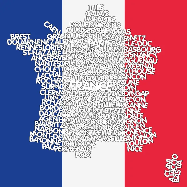 Word cloud map of France — Stock Vector