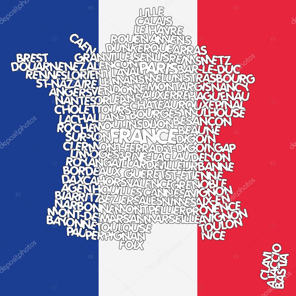 Word cloud map of France