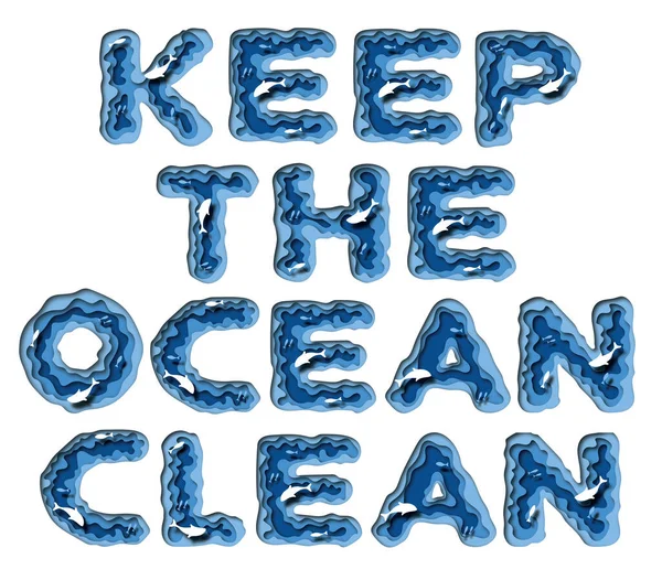 Сохранить Океанский Лозунг Дизайне Надписей Бумаге — стоковое фото