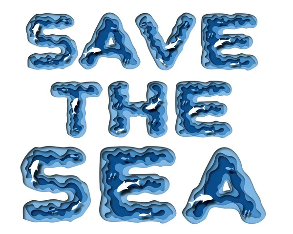 Okyanus Sloganını Kağıt Kesim Harf Dizaynında Sakla — Stok fotoğraf