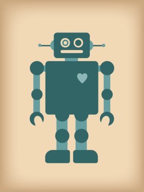 Robot in Love. Valentines day postcard template.
