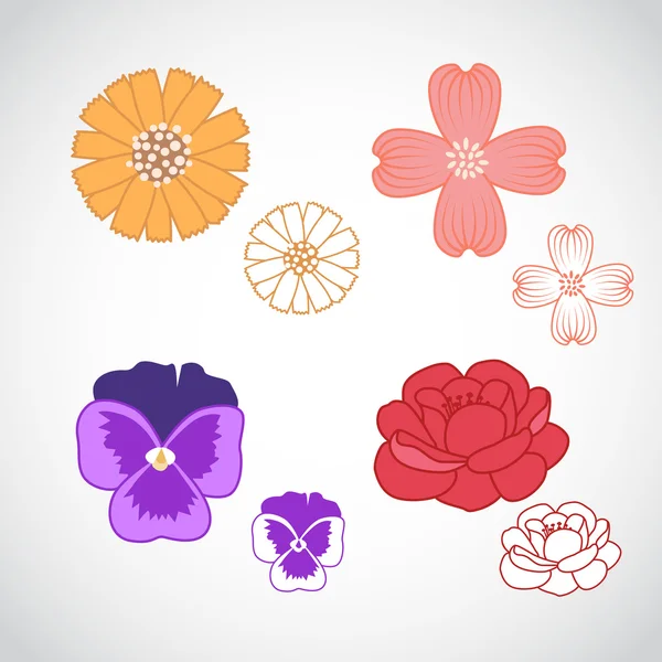 Blume lineart set 3 — Stockvektor